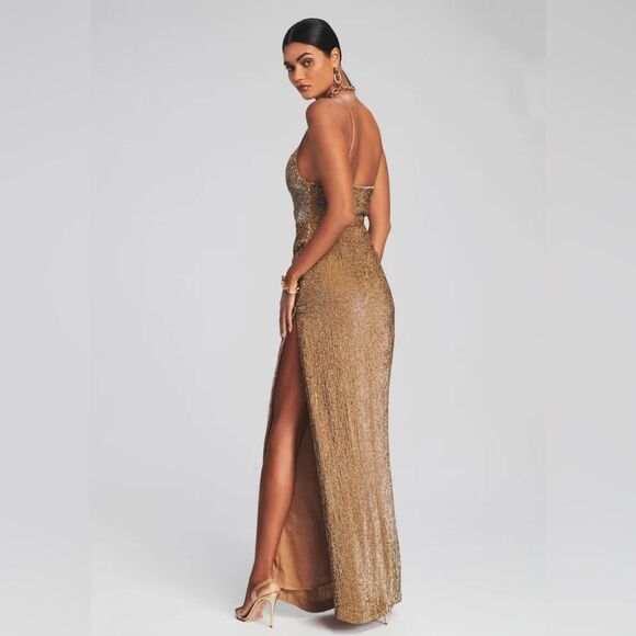NWT RETROFÊTE KATYA SEQUIN DRESS IN BRONZE - Picture 6 of 15